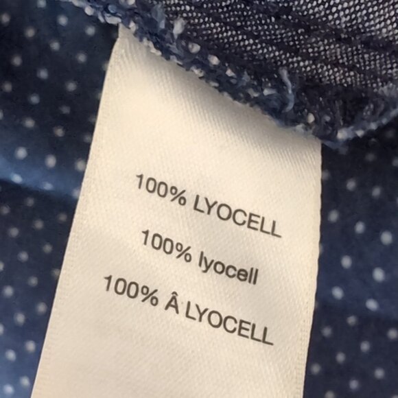 Chicos Polka Dot Lyocell Shorts Navy Lightweight Pleated Elastic Waist Bermuda - Picture 10 of 11